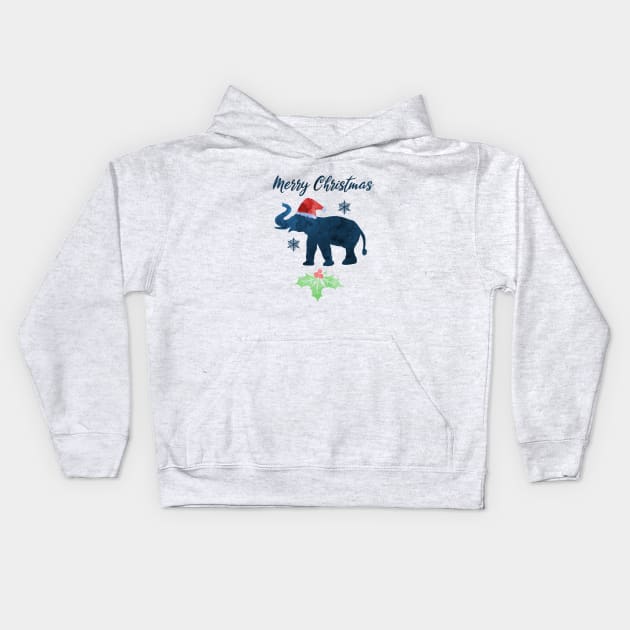 Christmas Elephant Art Kids Hoodie by TheJollyMarten